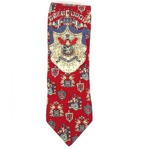 Vintage Large Crest Tommy Hilfiger Italian 100% Silk Made in USA Wide Neck Tie